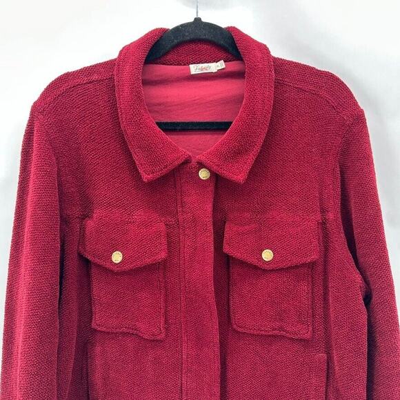FAHERTY Textured Plush Jacket Womens XL Red Chore Barn Preppy Outdoor Ranch Farm - Picture 2 of 11